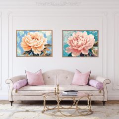   Die Harmonie der Blütenblätter - 2-teiliges Malen nach Zahlen Set auf Rahmen