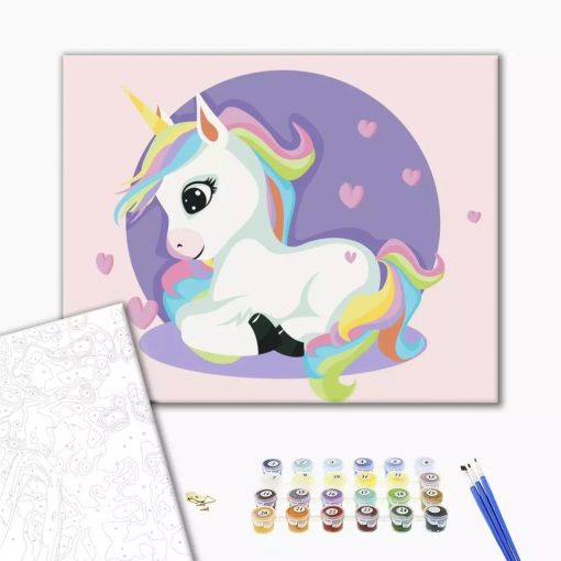 Regenbogen Einhorn - Malen-nach-Zahlen-Set für Kinder auf Keilrahmen 30x40