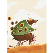 Radfahrender Bär - Malen-nach-Zahlen-Set auf Keilrahmen 30x40