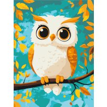 Kleiner Eulen im Herbst - Malen-nach-Zahlen-Set auf Keilrahmen 30x40