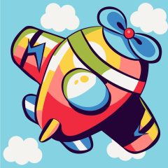   Kleines Flugzeug - Ausmalset auf Keilrahmen für Kinder 20x20