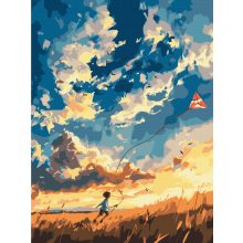 Papírsárkány a szélben - Számfestő készlet kereten 30X40
